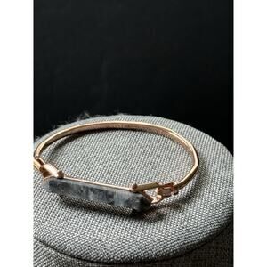 Rose Gold Tone Granite Stone Cuff Bangle Bracelet Career Boho Festival